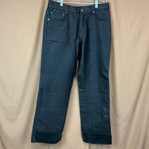 First MFG Co. Classic Black Leather Biker pants. Men's Size 34